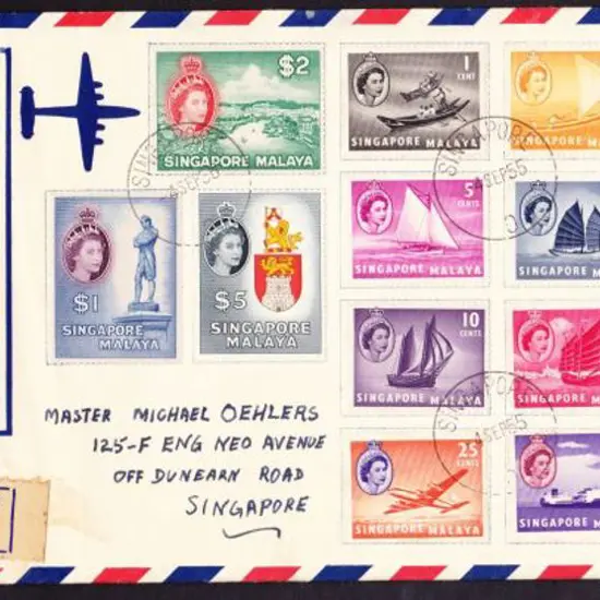 1955 (4th Sept) Qantas illust Registered Airmail ...