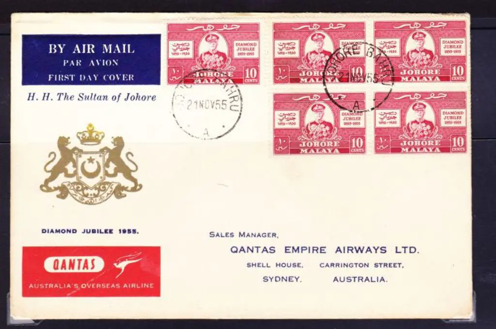 1955 (21st Nov) Malaya to Australia Qantas commem ... Image 1++