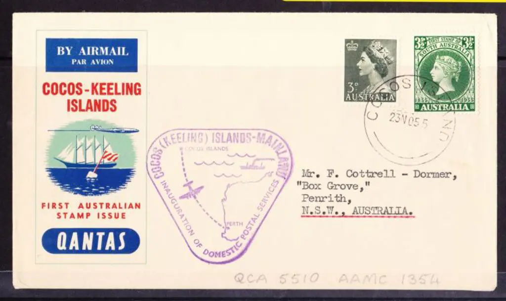 1955 (23rd Nov) Cocos Island to Australia Qantas ... Image 1++