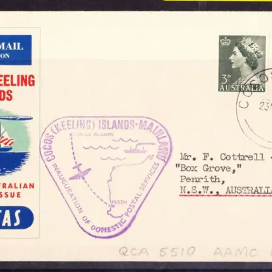 1955 (23rd Nov) Cocos Island to Australia Qantas ...