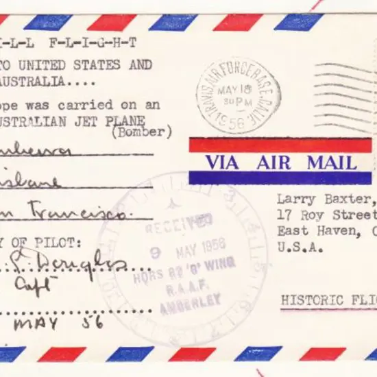 1956 (13th May) Australia to USA & return Goodwill ...