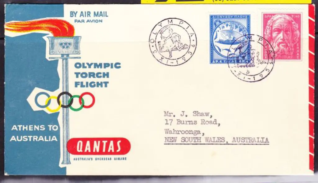 1956 (20th Nov) Greece to Australia Olympic Torch ... Image 1++