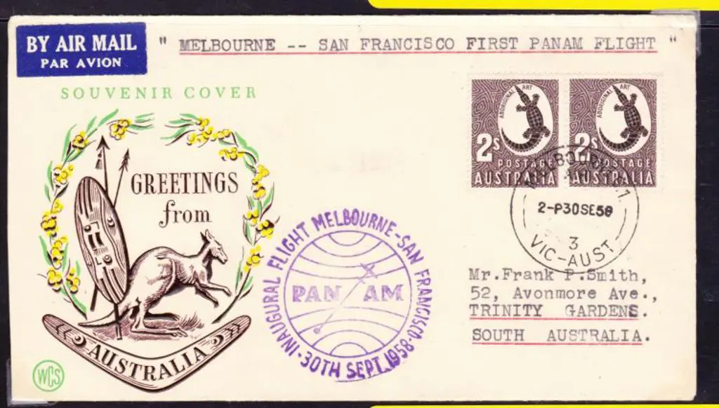 1958 (28th Sept) Australia to USA inaugural Pan Am ... Image 1++