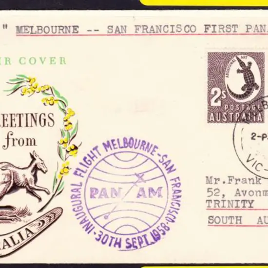 1958 (28th Sept) Australia to USA inaugural Pan Am ...
