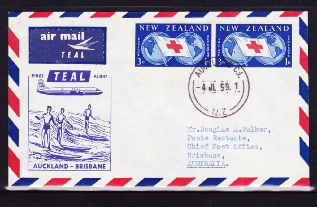 1959 (4th July) Brisbane to Auckland & return TEAL ... Image 1++