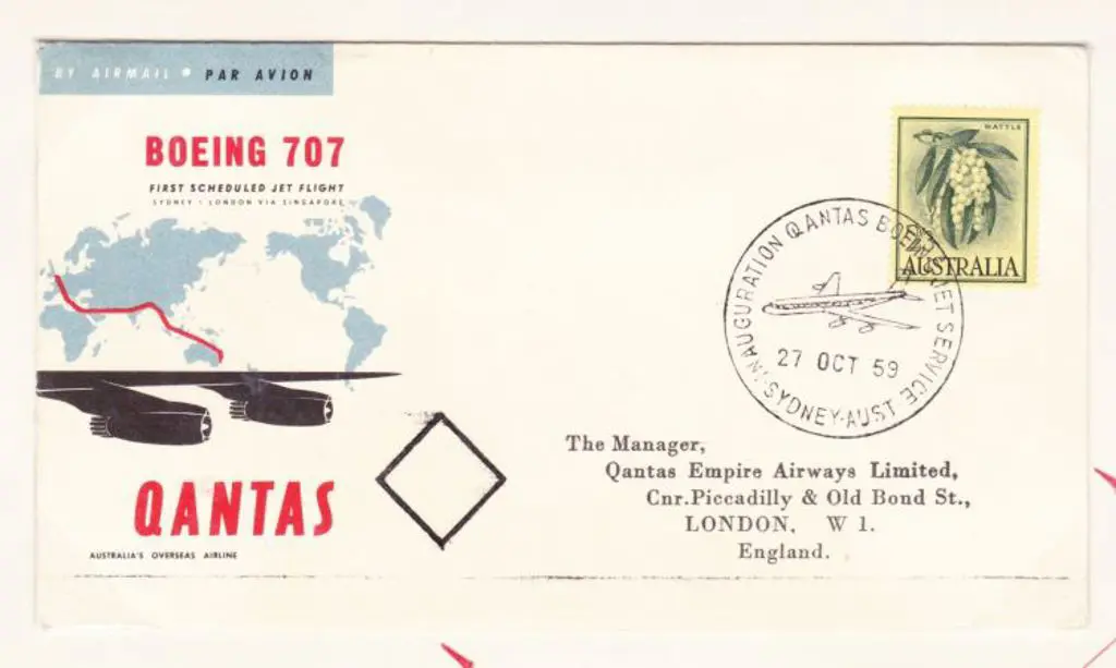 1959 (29th Oct) Australia to England Qantas First ... Image 1++