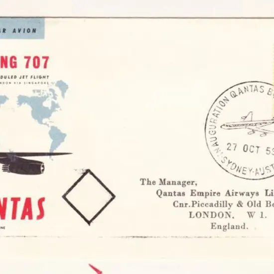 1959 (29th Oct) Australia to England Qantas First ...