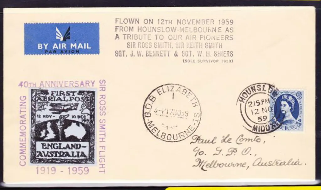 1959 (12th Nov) England to Australia 40th Anniv of ... Image 1++