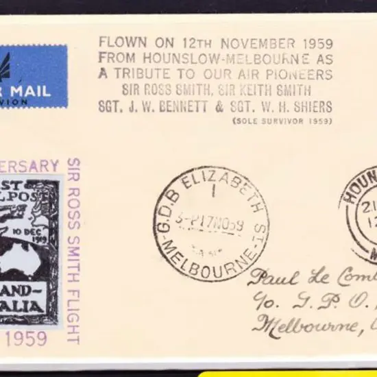 1959 (12th Nov) England to Australia 40th Anniv of ...