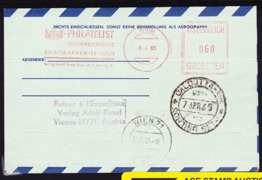 1965 (5th April) Austria to India on intermediate ... Image 1++