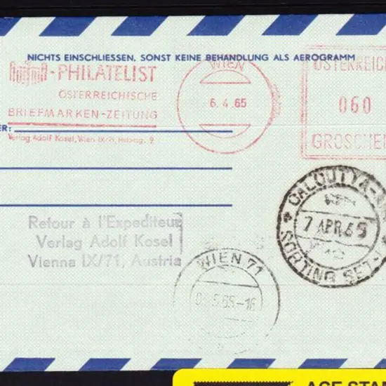 1965 (5th April) Austria to India on intermediate ...
