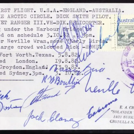 1982 (5th Aug) USA to England to Australia First ...