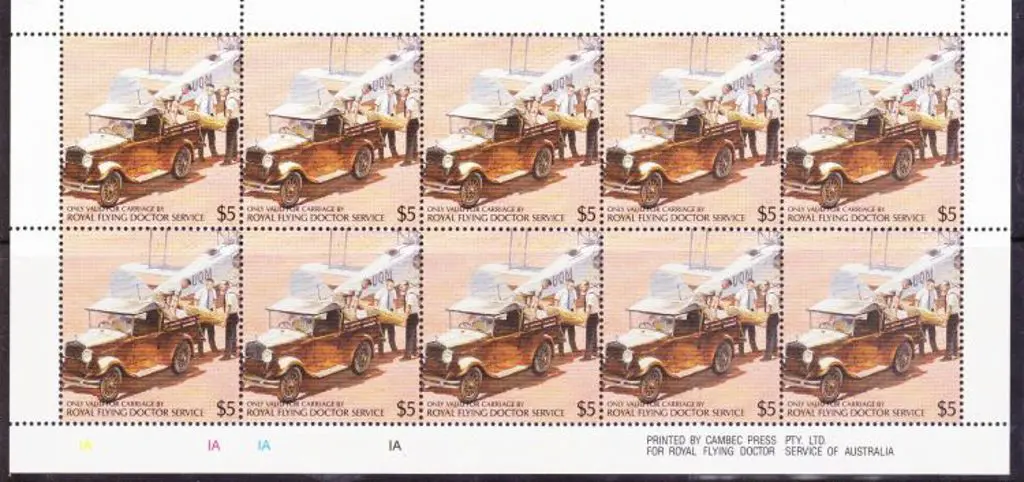 1984 $5 Royal Flying Doctor sheetlet of 10 ... Image 1++