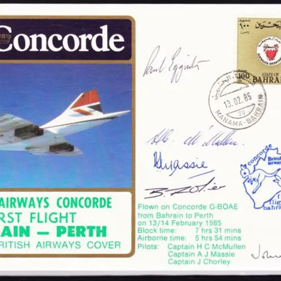 1985 (13th Feb) Bahrain to Perth British Airways ...