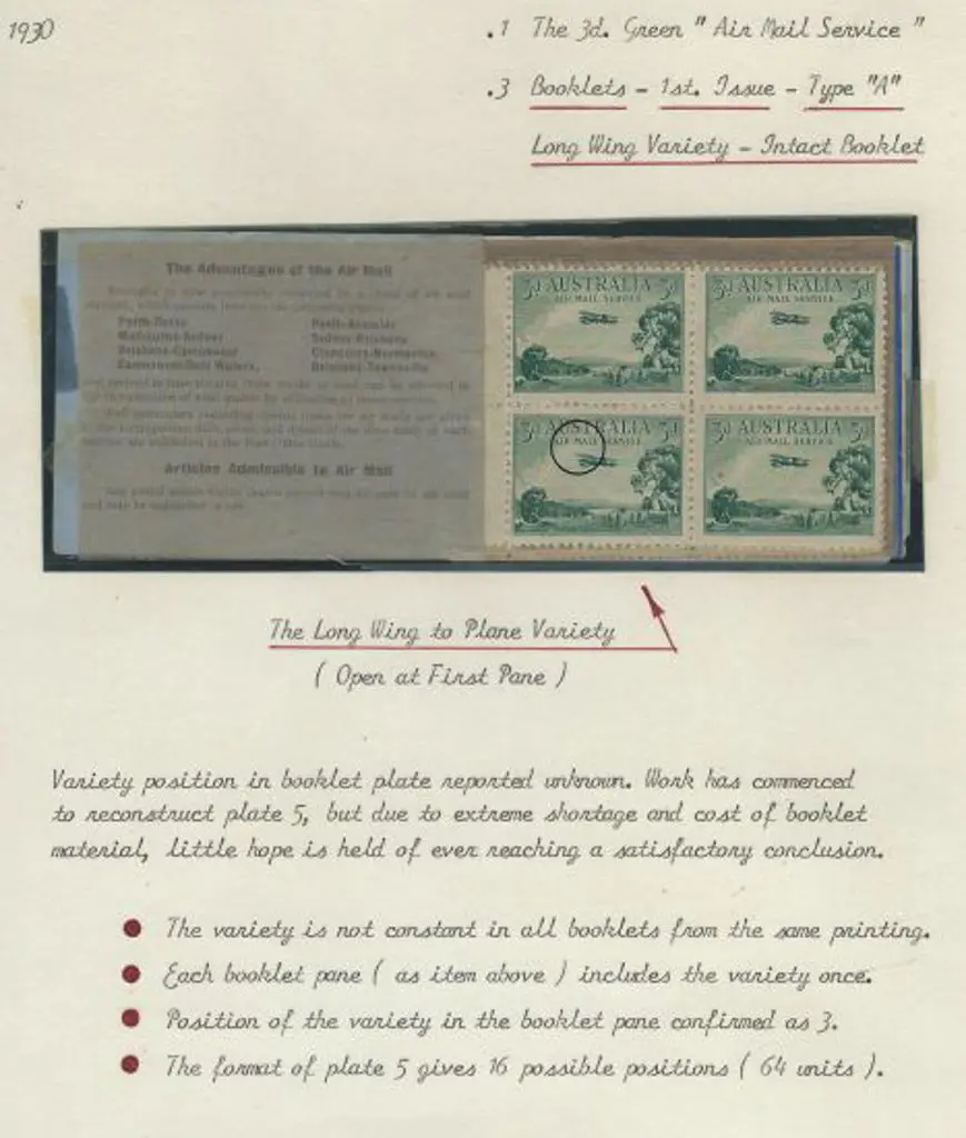 1930 3d Airmail booklet Type A ("Air Mail Saves ... Image 1++