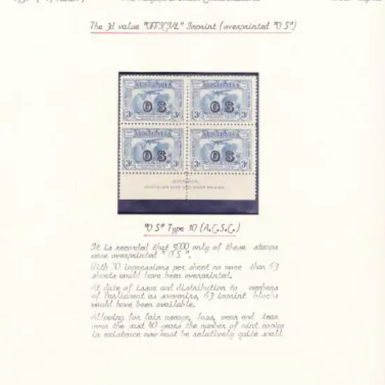 1931 3d Kingsford Smith's Ash imprint block of 4 ...