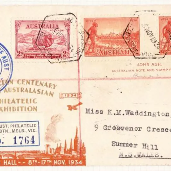 1934 (16th November) Melbourne Town Hall Air Mail ...