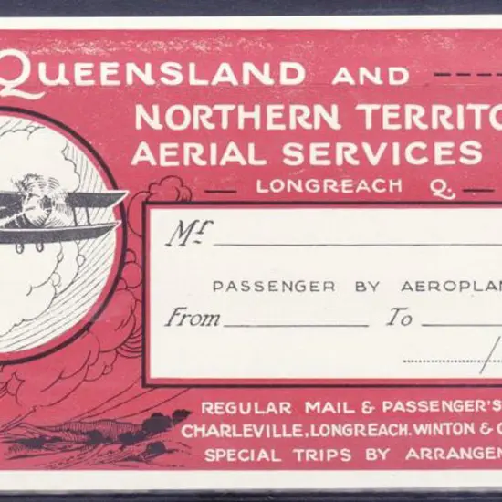 1920's Qantas illustrated red & black baggage ...