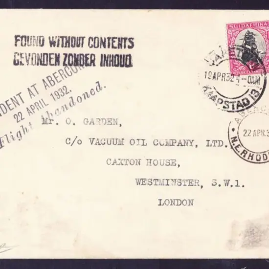 1932 (19th Apr) Oscar Garden Record flight crash ...