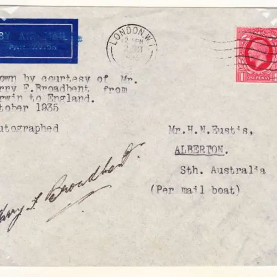 1935 (10th Oct) Australia to England flight by ...