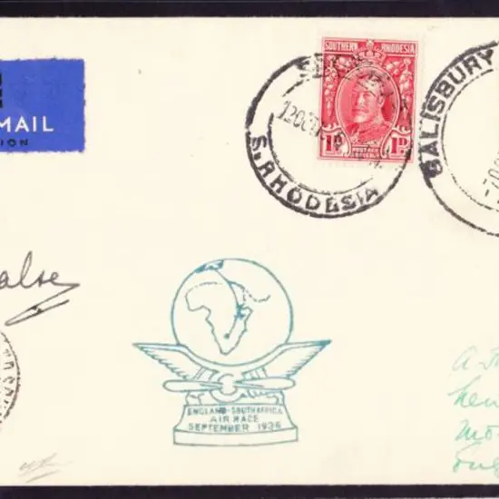 1936 (28th Sept) Schlesinger Air Race cover ...