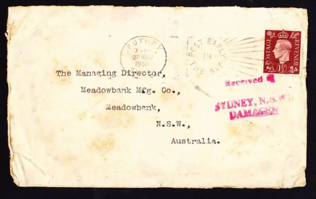1938 (27th Nov) ditto but with GB 1½d KGVI tied by ... Image 1++