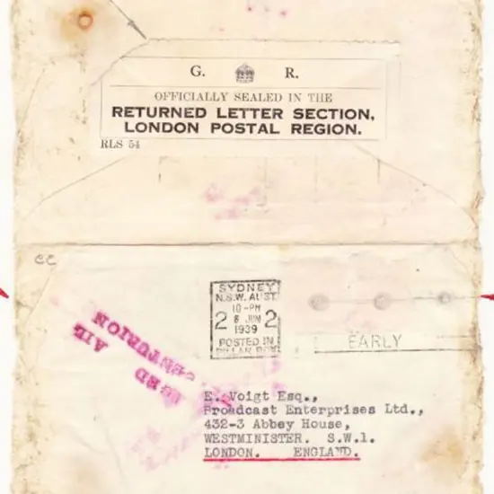 1939 (8th June) ditto but with "G.R. OFFICIALLY ...