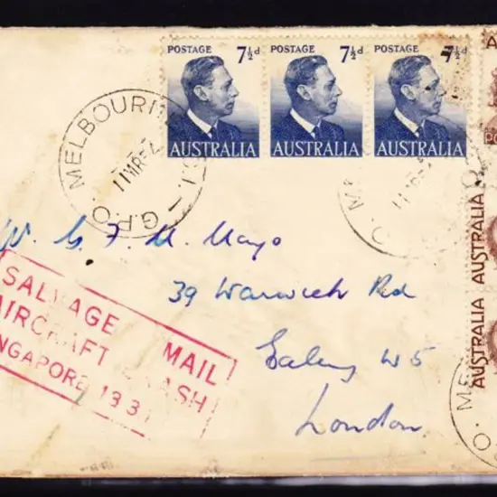 1954 (13th March) ditto with red cachet but with 3 ...