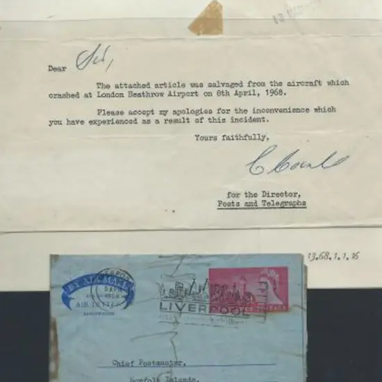 1968 (8th April) ditto but GB 9d aerogramme tied ...