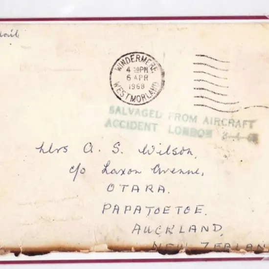 1968 (8th April) ditto but env badly burnt with ...