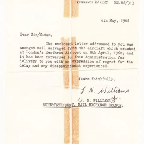 1968 (8th April) The PMG Adelaide official letter ...