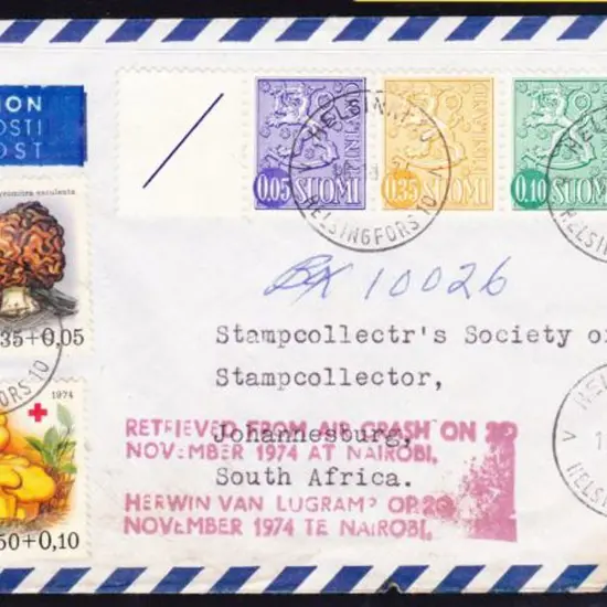 1974 (18th Nov) Helsinki to Johannesburg Nairobi ...