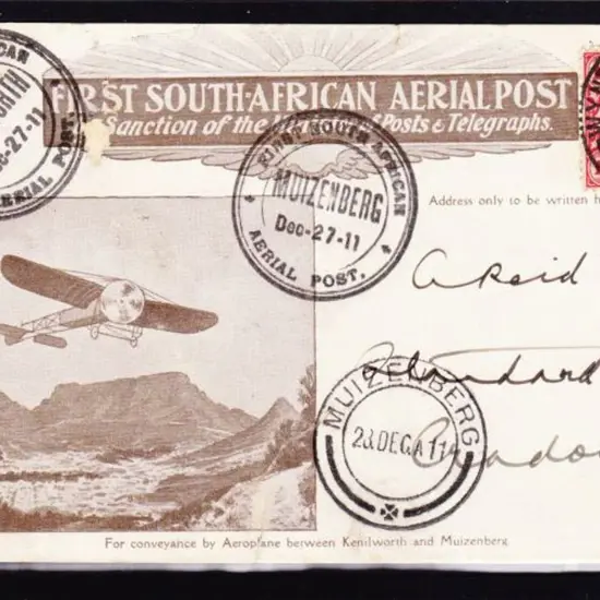 1911 (26th Dec) First Aerial Post souvenir card ...