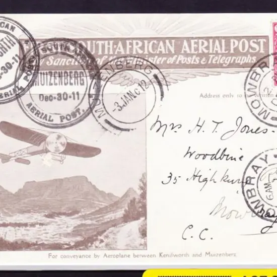 1911 (30th Dec) First Aerial Post souvenir card ...