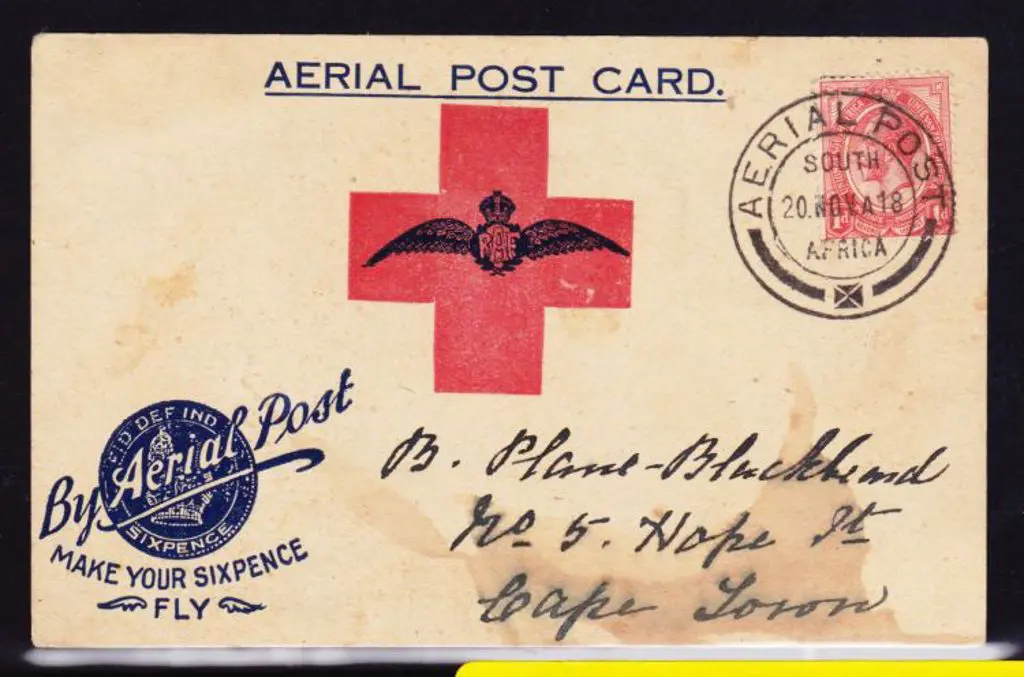 1918 (20th Nov) South Africa Aerial Post Card "By ... Image 1++