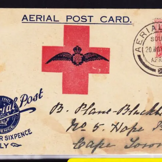 1918 (20th Nov) South Africa Aerial Post Card "By ...