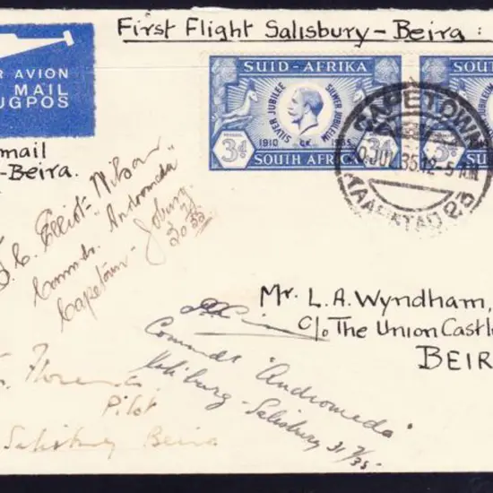 1935 (30th July) Cape Town via Salisbury to Beira ...