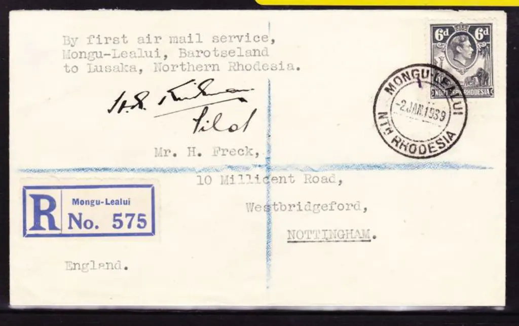 1939 (2nd Jan) Mongu-Lealui, Barotseland to ... Image 1++
