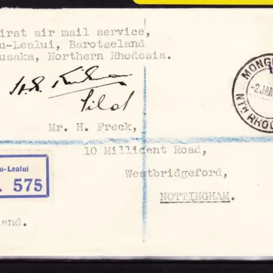 1939 (2nd Jan) Mongu-Lealui, Barotseland to ...