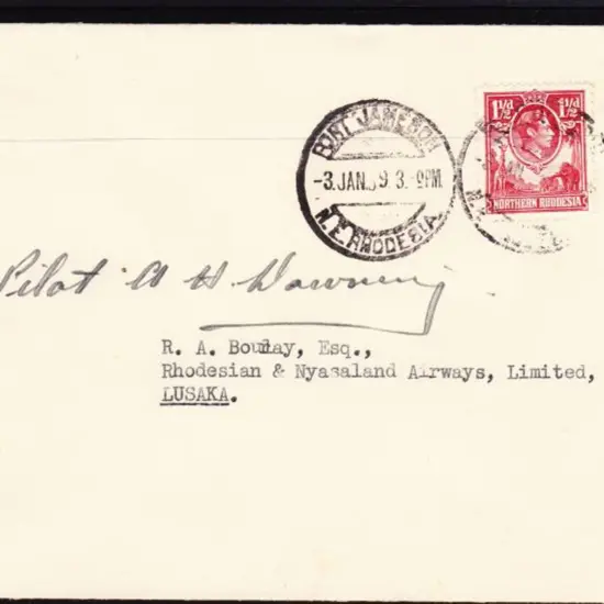 1939 (3rd Jan) Fort Jameson to Lusaka first return ...