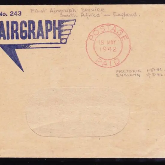 1942 (19th May) First Airgraph Service sent from ...