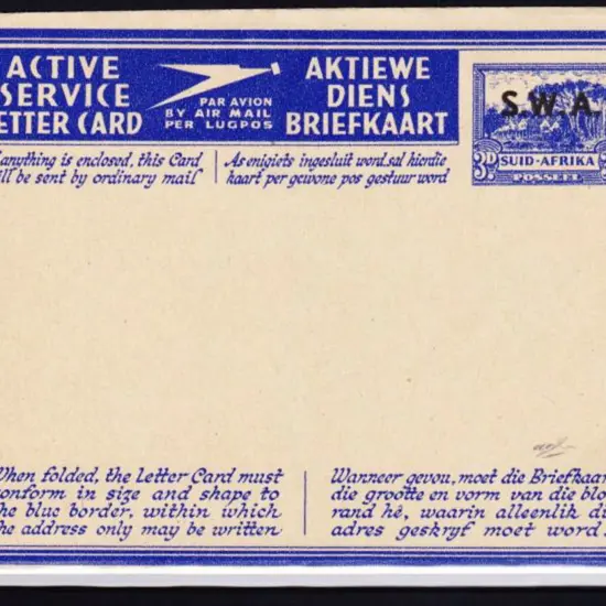 1943 3d South Africa Aerogramme Type IV "Active ...