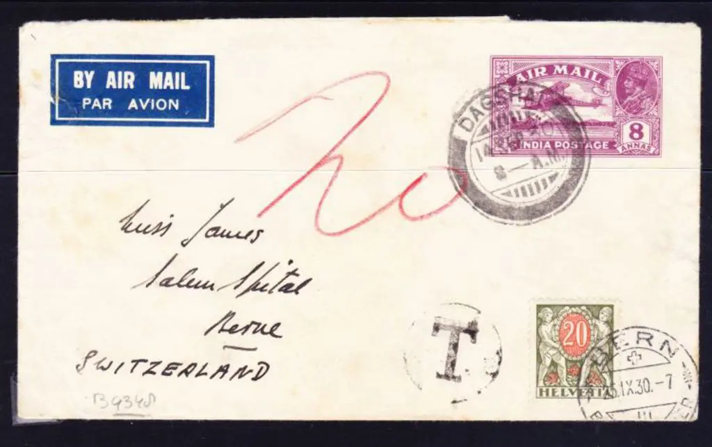 1930 (14th Sept) India to Switzerland Airmail. ... Image 1++