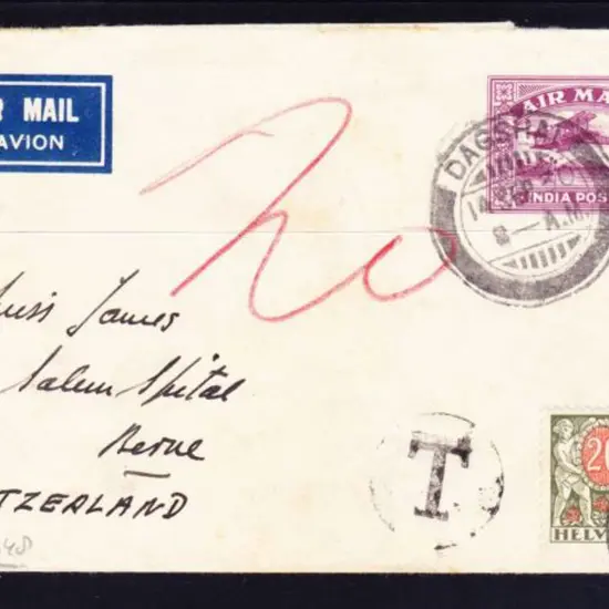 1930 (14th Sept) India to Switzerland Airmail. ...