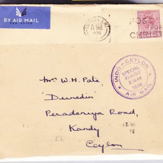 1936 (15th Dec) London to Ceylon Airmail with GB ...