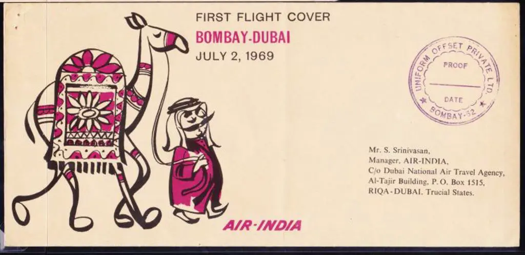 1969 (2nd July) Bombay to Dubai Air India camel ... Image 1++