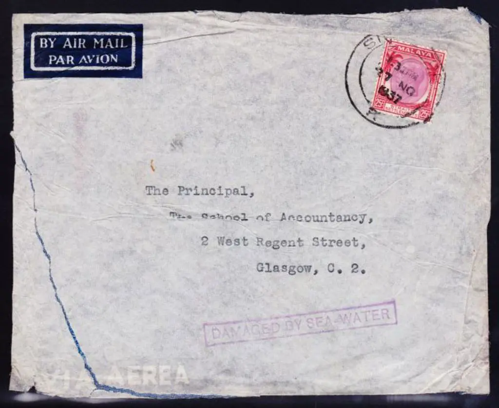 1937 (27th Nov) Cover sent airmail to Glasgow with ... Image 1++