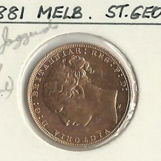 1881 QV Sovereign from Melbourne. EF