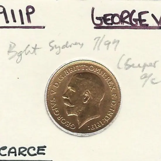 1911 KGV Half Sovereign from Perth. EF