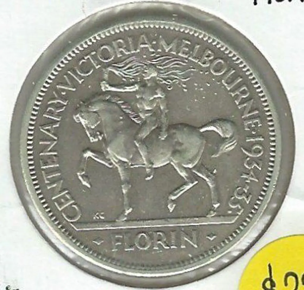 1934/35 Melbourne Centennial Florin. VF Image 1++